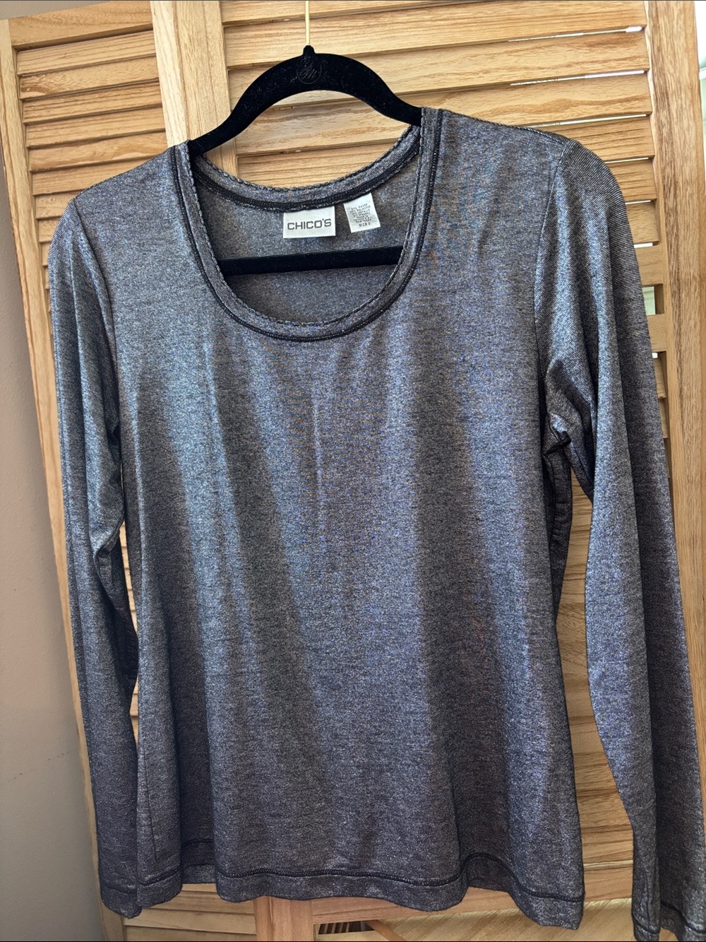 Chico's Metallic Heather Long Sleeve Top - 0 Small